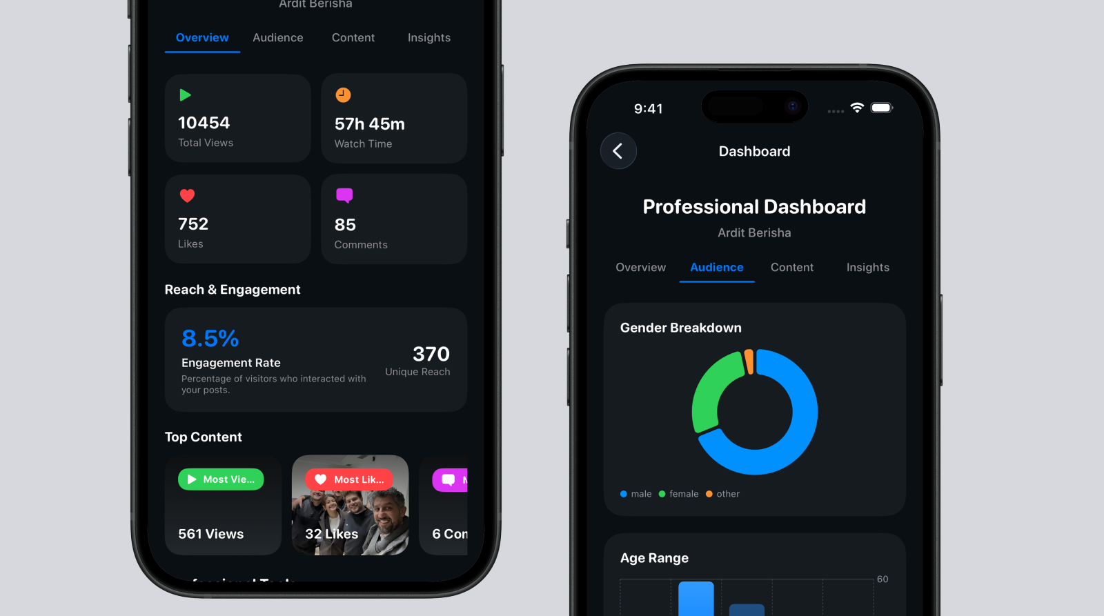 Professional Dashboard